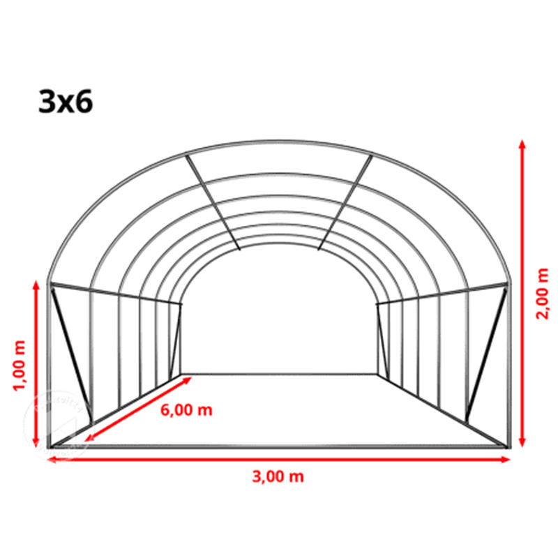 3x6x2m WeatherGuard圆形顶部温室和多孔