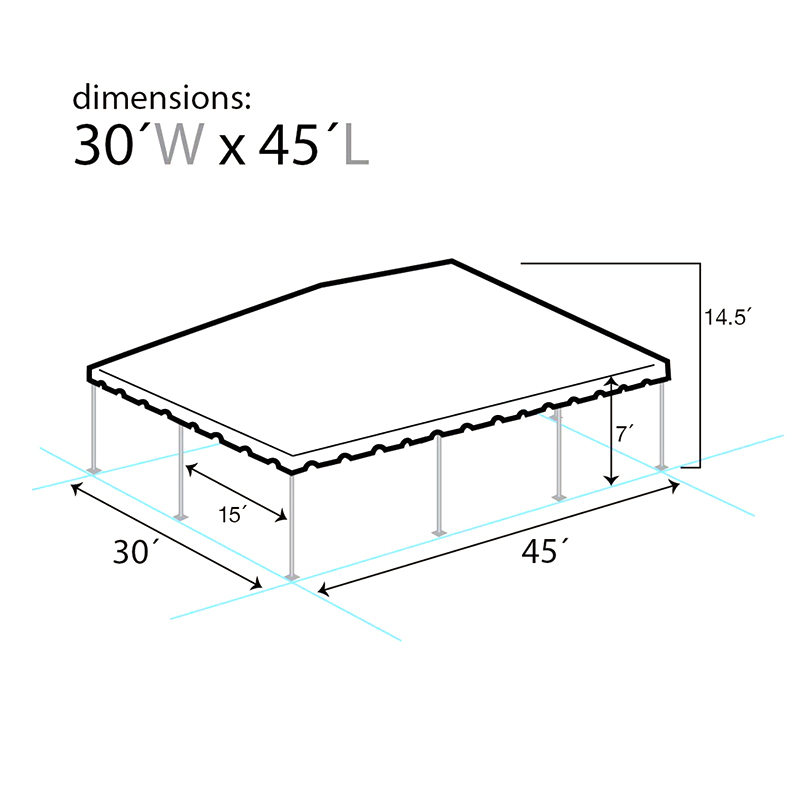 30“ x45”（9x1350万）西海岸框架双铝管截面PVC Party Marquee